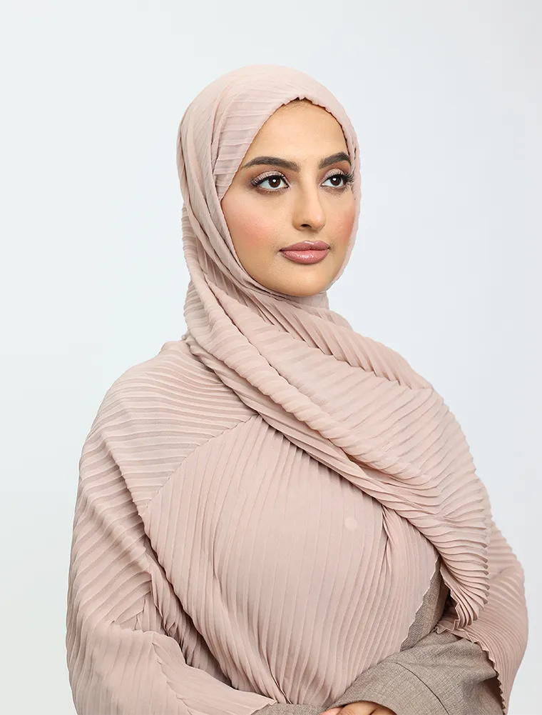 Pink Pleated Chiffon Hijab